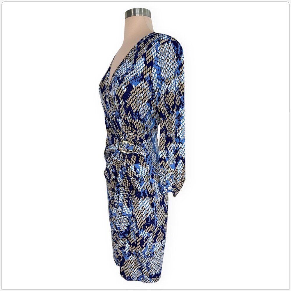 Cache Blue Animal Snake Print Wrap Style Stretch … - image 2